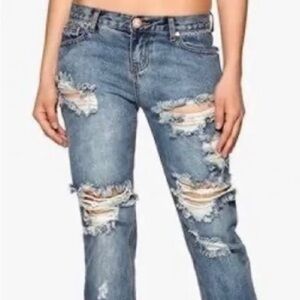 ❄️ ONE Teaspoon Awesome Baggies Tapered Rolled Cuffs Distressed Jeans